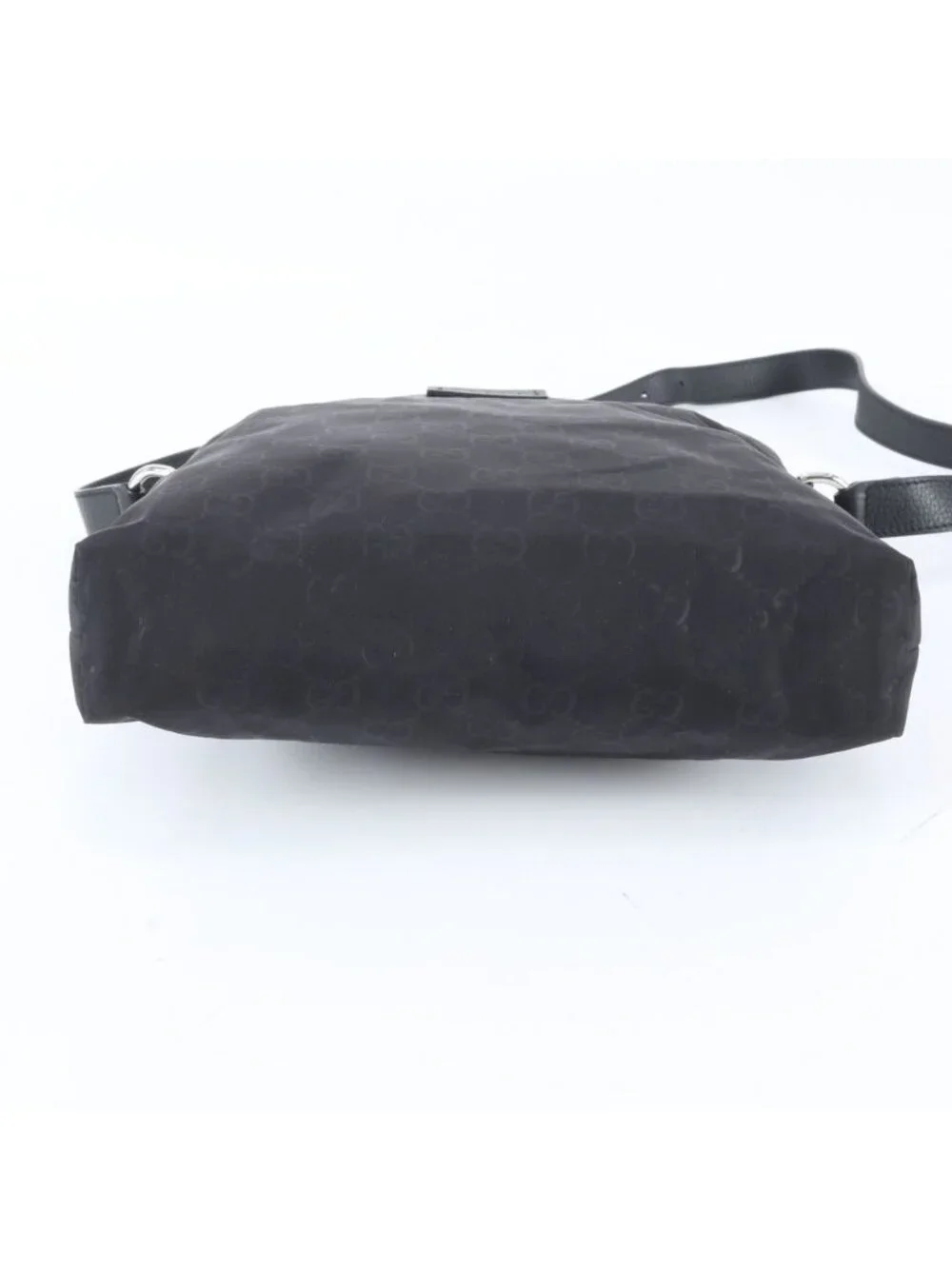 Gucci GG Nylon Leather Shoulder Bag Crossbody Messenger Black